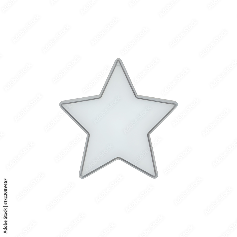 Fototapeta premium White Five-Pointed Star: 3D Render, Silver Outline, Simple Shape Graphic
