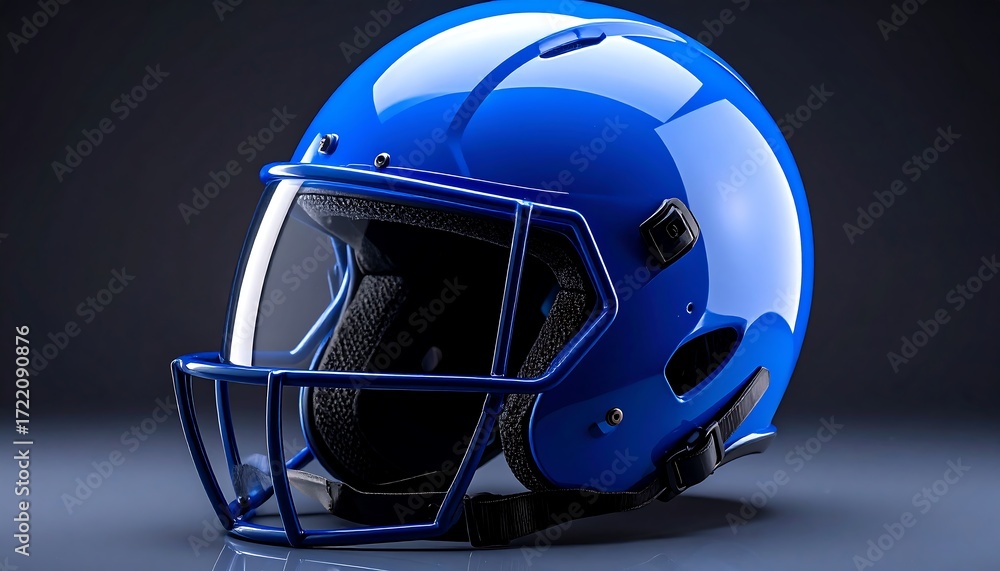 Fototapeta premium High-angle studio shot of a vibrant blue football helmet