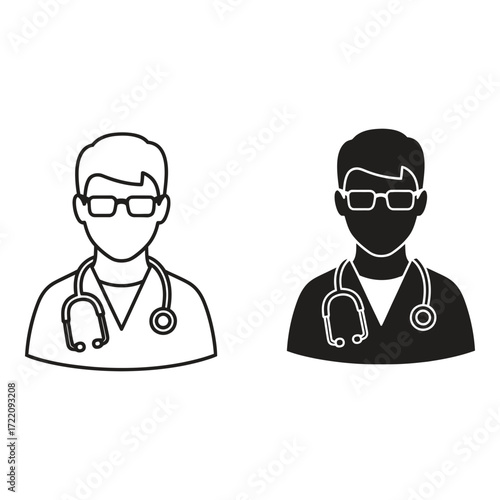 Doctor icon outline silhouette medical professional healthcare symbol graphic