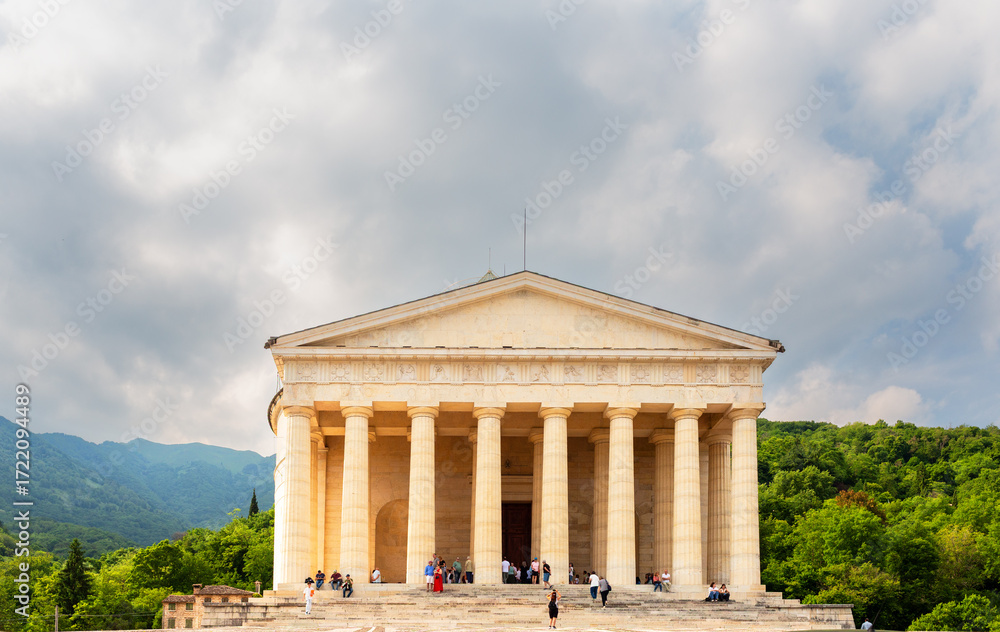 Fototapeta premium The majestic Canova Temple in Possagno, Italy. This is where the tomb of Antonio Canova, the great sculptor, is located.