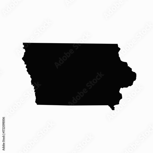 Iowa State Map Vector — Flat Design Outline with Detailed Borders for Education, Business, and Sports