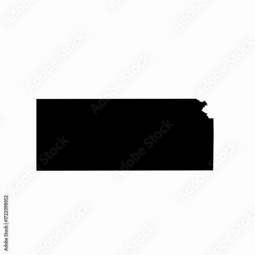 Kansas State Map Vector — Flat Design Outline with Detailed Borders for Education, Business, and Sports