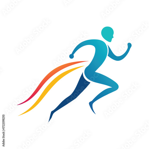 Dynamic Running Man with Motion Trails, Symbol of Speed, Energy, and Progress.