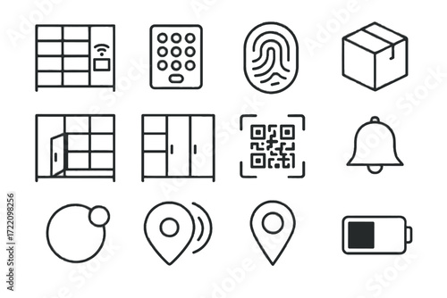 Pin automated scanner gps battery icon tag vector keypad locker open