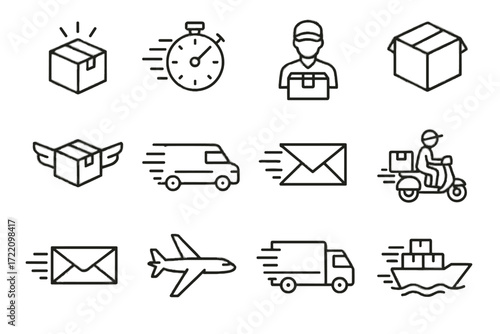 Truck icons letter icon vector package express box shipping rushing urgent priority