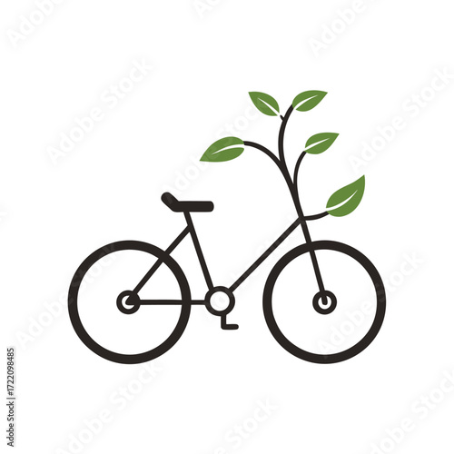  Eco-Friendly Bicycle with Growing Leaves, Sustainable Transport and Green Energy