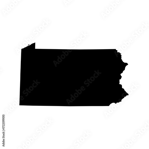Pennsylvania State Map Vector — Flat Design Outline with Detailed Borders for Education, Business, and Sports