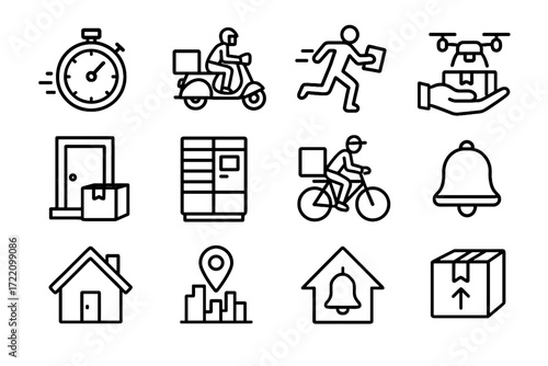 City vector notification bicycle pin last parcel courier icon smart fast running