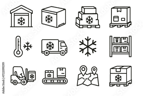 Icon icons refrigerated temperature freezer storage vector thermos rack container frozen crate