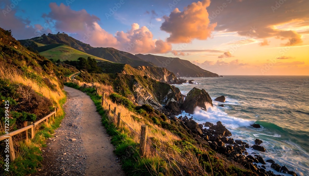 Fototapeta premium Coastal path at sunset (2)