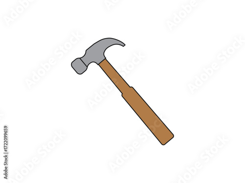Hammer With Wooden Handle, Tool For Carpentry And Construction Projects.