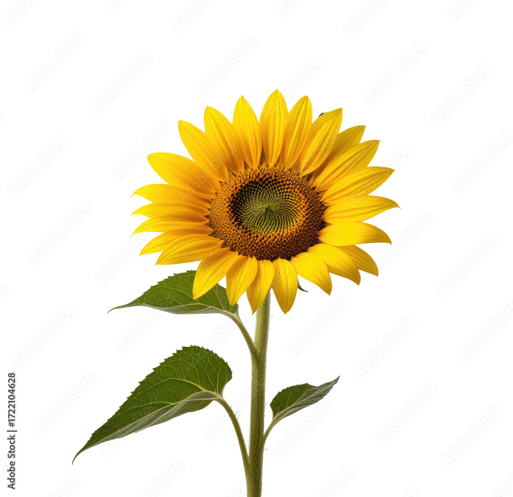 Fototapeta premium Single sunflower, studio shot, black background, floral design (3)