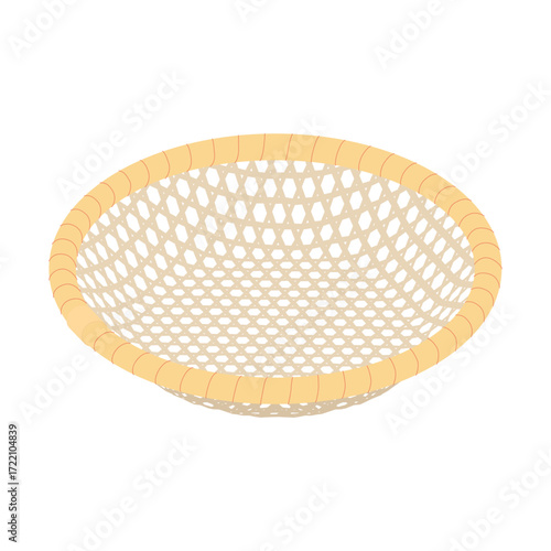 Japanese bamboo colander - hand drawn isometric vector illustration.