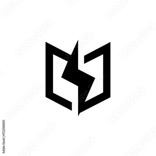 Bold lightning and book fusion mark symbolizing innovation in knowledge, learning, and energy.