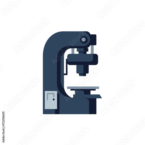Industrial Press Machine Flat Design Vector Illustration for Manufacturing Equipment and Production Processes