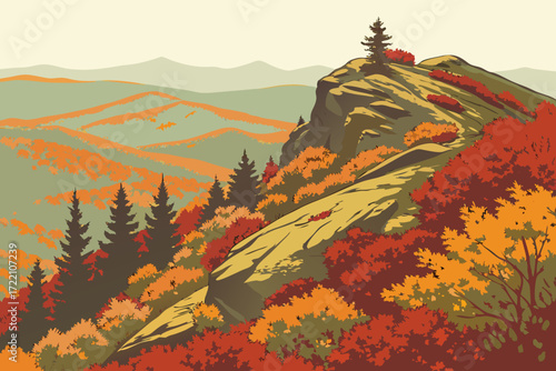 Black Balsam Knob in North Carolina, bald summit with panoramic views and colorful fall foliage