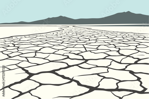 Black Rock Desert in Nevada, dry playa with cracked earth stretching to horizon