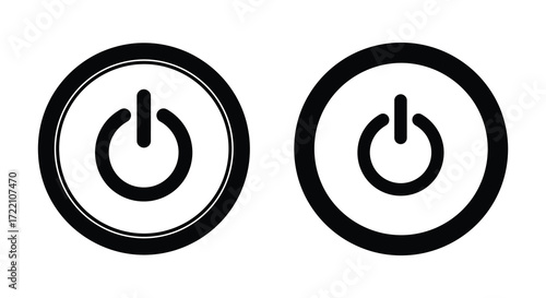 Two black power button icons one with a thicker outline shown
