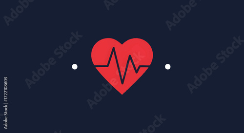 A healthy heart with a pulsing electrocardiogram or ECG line, symbolizing health and life