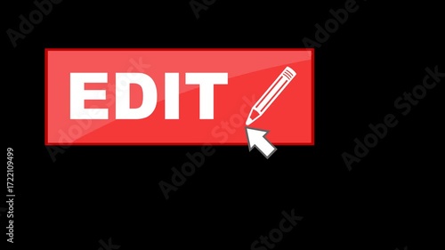 video animation click computer cursor mouse edit button digital, on a transparent background with alpha channel set to zero
