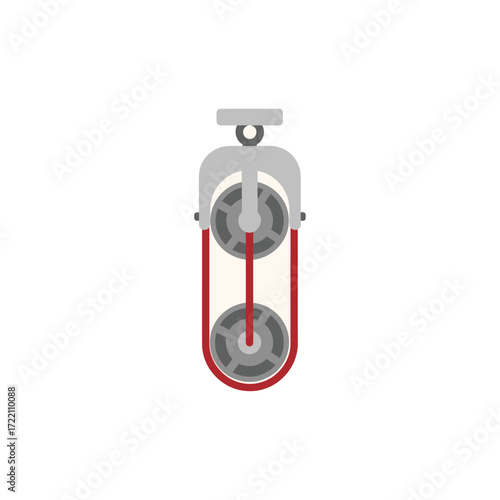 Mechanical Advantage Pulley System Block and Tackle with Red Rope for Efficient Lifting Equipment Mechanism