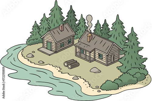 Bois Blanc Island in Michigan, quiet island with rustic cabins, sandy beaches, and pine forests