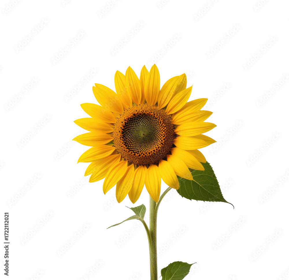 Fototapeta premium Single sunflower, black background, studio shot, floral design