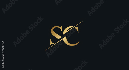 Elegant SC Monogram Logo Design on Dark Background, Creative Letter Mark Icon