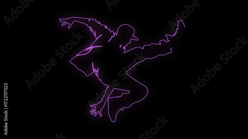 Animated Hip Hop Dancer Neon Glow Dynamic Urban Dance Movement Video