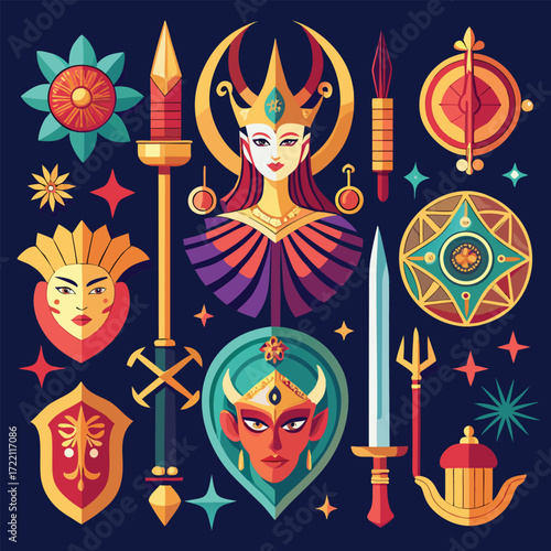 Mythological Creatures Fantasy Art Masks Weapons Shields mythological creatures fantasy