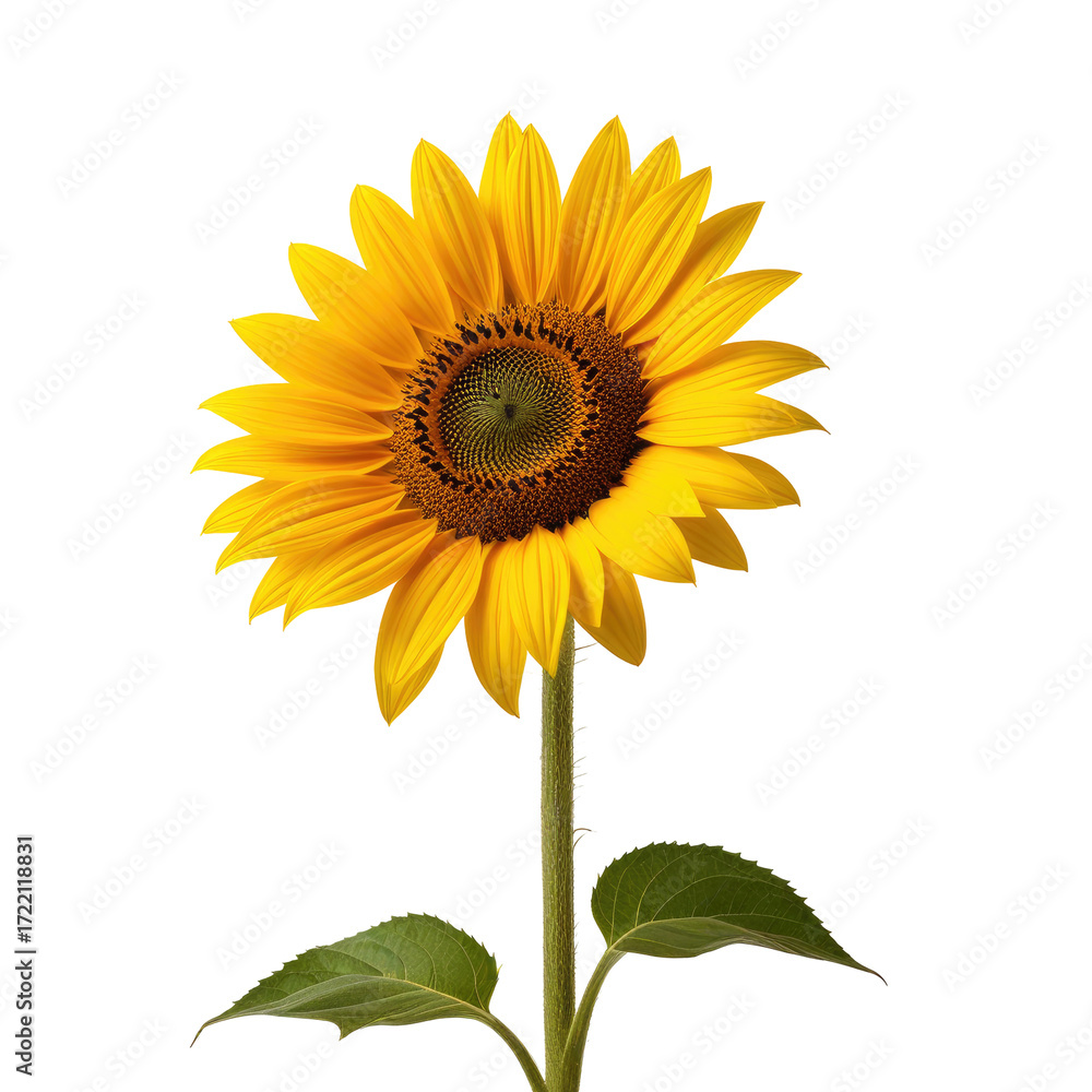 Fototapeta premium Single Sunflower Studio Shot, Black Background, Floral Design