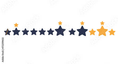 Star rating system with a selection of full and partial stars against a white background, representing customer feedback or product quality assessment