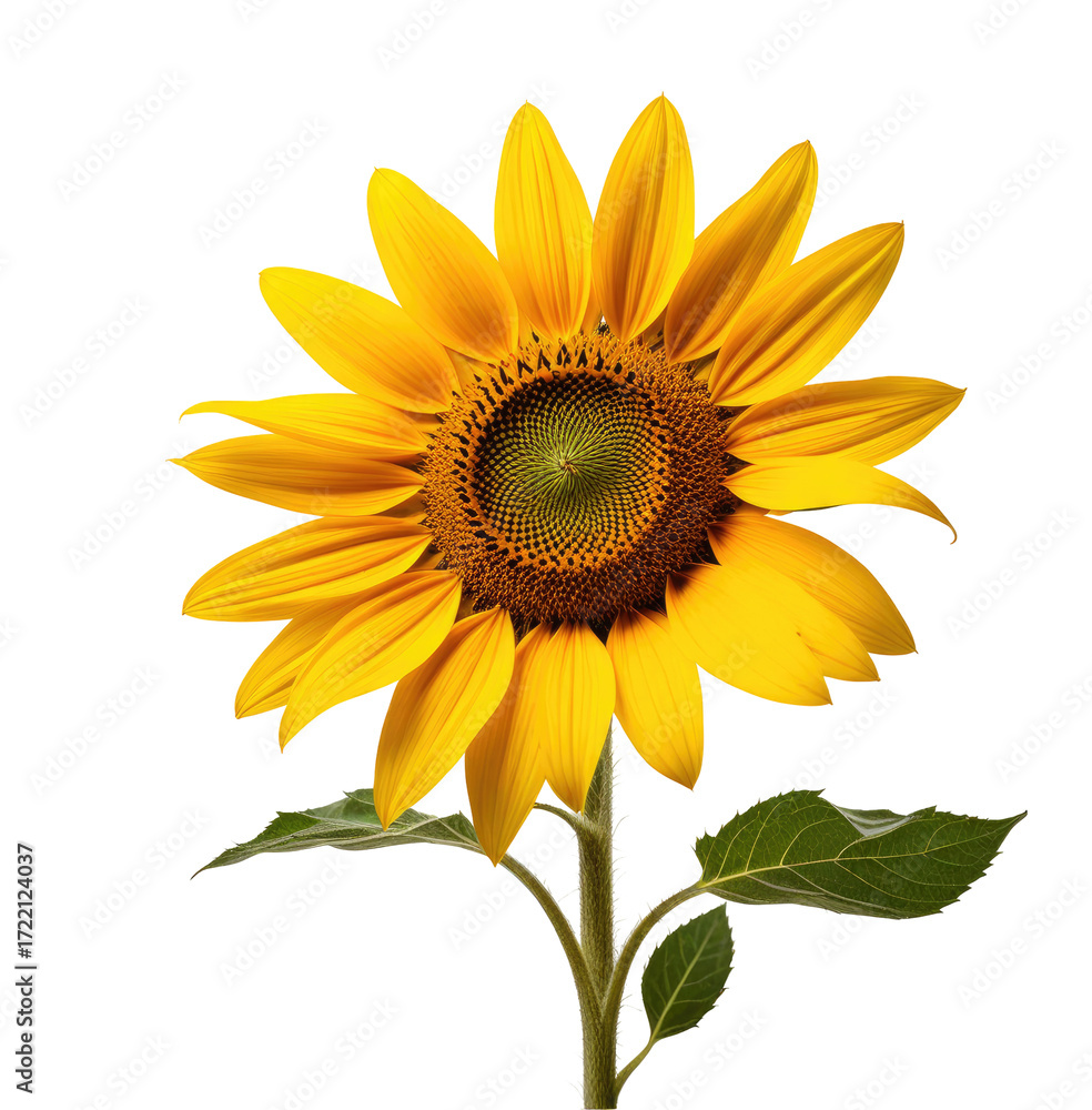 Fototapeta premium Vibrant sunflower, isolated, black background, nature, design