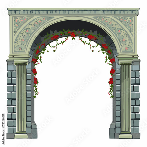 garden arch threshold motif for event collateral, invitations, and editorial spreads — nature meeting design in refined harmony