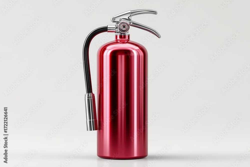 Obraz premium Red fire extinguisher isolated on white background symbolizing safety emergency fire protection workplace security and industrial hazard prevention, Generative AI
