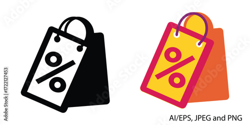 Shopping bag with percentage sign symbolizing discounts and sales promotions vector