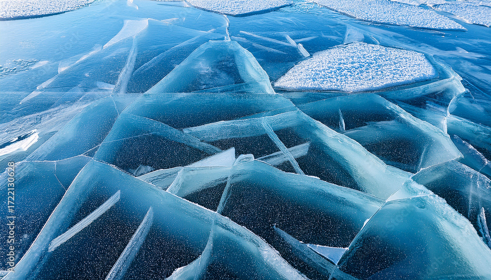 Obraz premium Ice Background Texture Ice With Different Shapes And Cracks