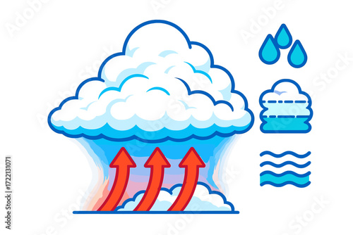 Cumulus Cloud Structure. Isometric vector illustration set Cumulus Cloud Structure: puffy white cumulus cloud with rounded tops