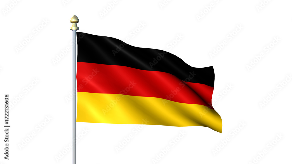 Naklejka premium Waving Germany national flag on flagpole with transparent background