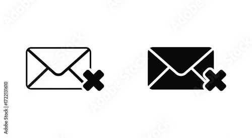 Two email icons with a red x indicating blocking or deletion