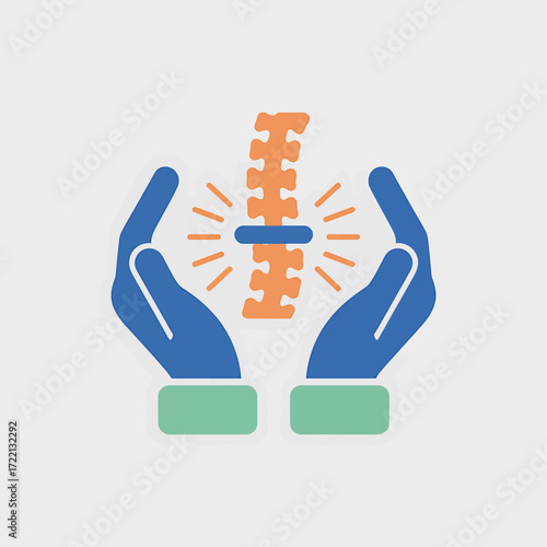 Chiropractic Care Concept with Hands and Spine Illustration for Back Pain Relief and Spinal Health Promotion