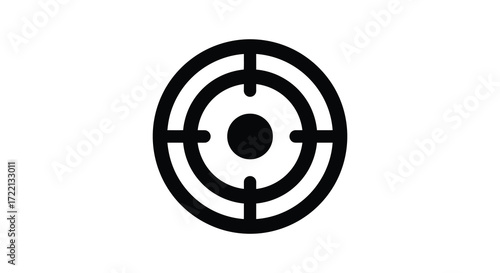 Simple black and white target illustration with concentric circles and crosshairs