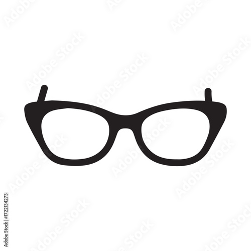 Black cat eye glasses silhouette on white background