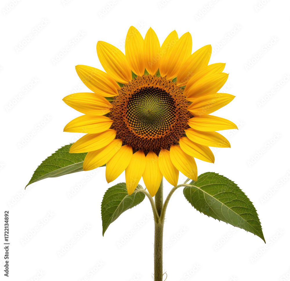 Obraz premium Single sunflower bloom, studio shot, black background, floral design (6)