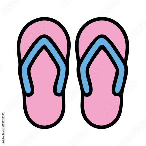 Pink and blue flip flops for summer vacation