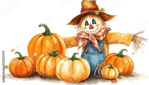 Wallpaper Mural Watercolor vector illustration of a scarecrow. Torontodigital.ca