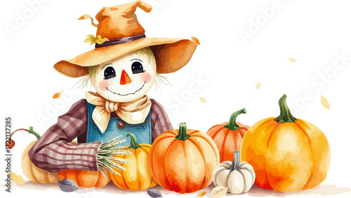 Wallpaper Mural Watercolor vector illustration of a scarecrow. Torontodigital.ca