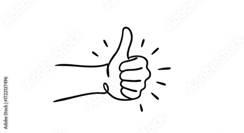 Hand gesture of approval with radiating lines, symbolizing positivity and agreement