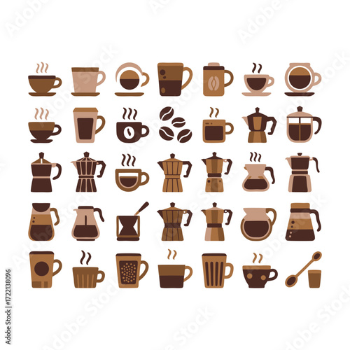 Collection of coffee cups and moka pots