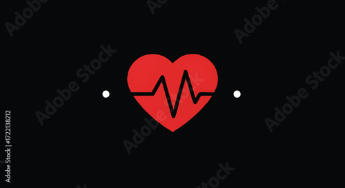 Heartbeat in Red Heart Minimalist Medical Icon for Health and Vitality